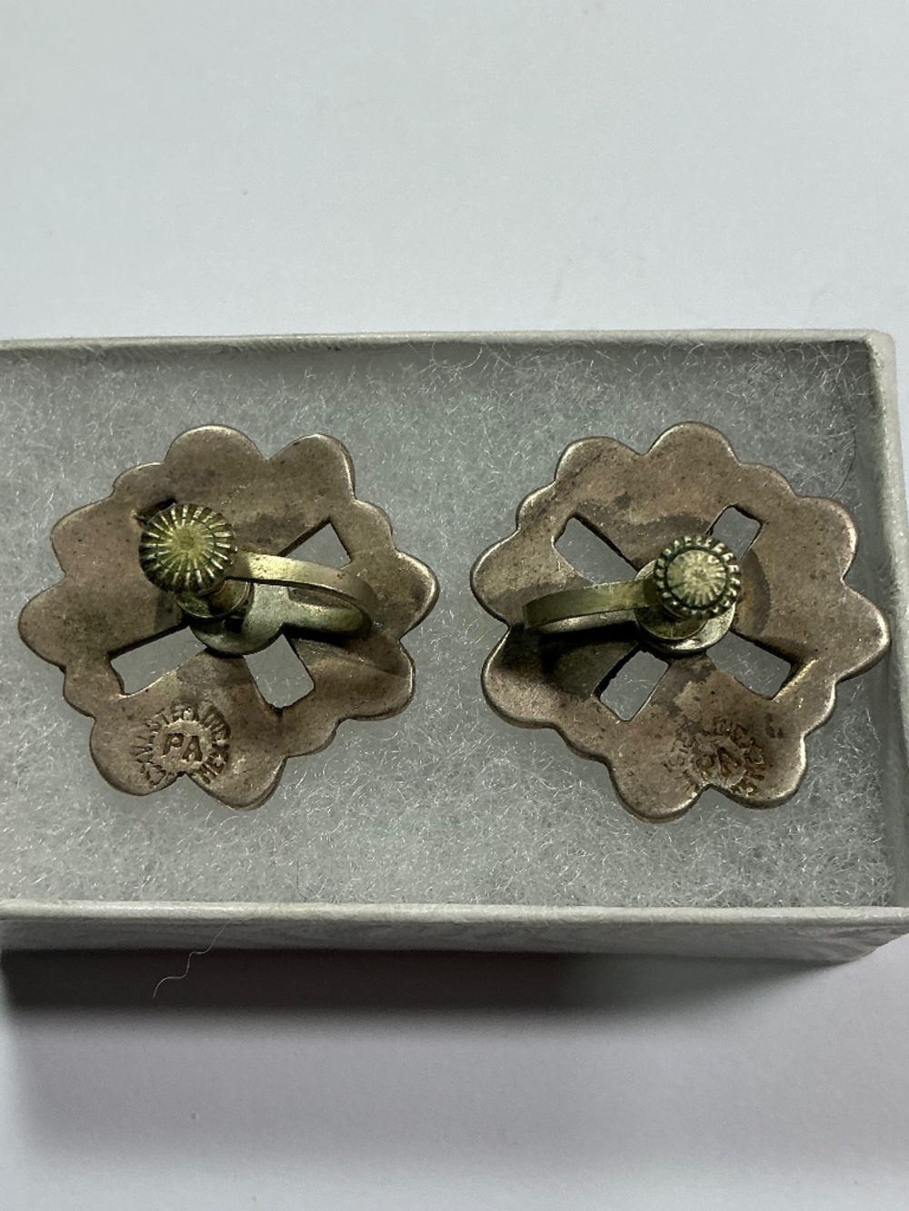 Vintage Sterling Silver TAXCO Los Ballesteros Abalone Inlay Screw Back Earrings - Picture 3 of 6